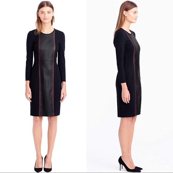 J. Crew Leather Panel Pinte Knit Dress - Picture 2 of 10